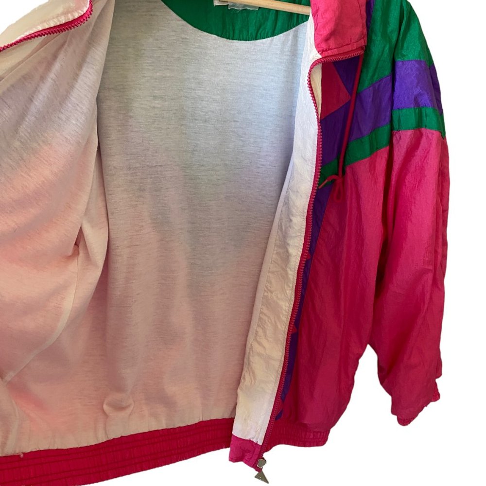 Vintage Y2K Color blocking Granny Track Jacket Nylon Windbreaker 90's Jacket - Picture 11 of 16